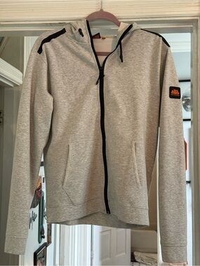 Sundek Light Gray Hoodie with Black Trim and Orange Logo Tag